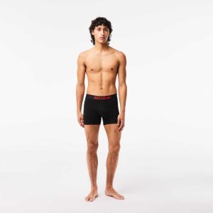 Lacoste 3-Pack x Netflix Jersey Boxers μαυρα κοκκινα ασπρα | WJ0286359