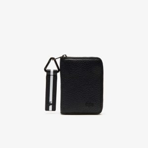 Lacoste Altitude Ριγέ Zip Pull Grained δερματινα Wallet σκούρο μπλε | XW4396720