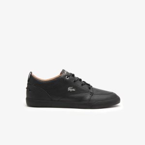 Lacoste Bayliss δερματινα Perforated Collar μαυρα μαυρα | PN2193586