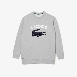 Lacoste Big Fit Crocodile Print Crew Neck γκρι | KC8014653