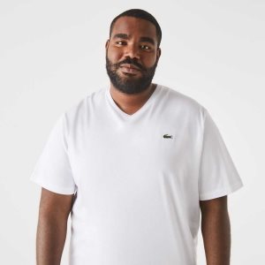 Lacoste Big Fit V-Neck Jersey ασπρα | PG1408765