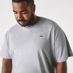 Lacoste Big Fit V-Neck Jersey γκρι | LR1763829