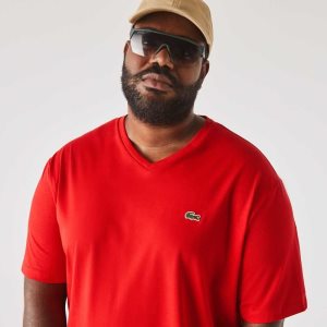 Lacoste Big Fit V-Neck Jersey κοκκινα | NJ4670953