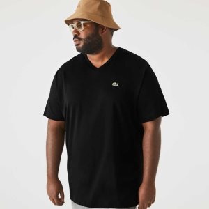 Lacoste Big Fit V-Neck Jersey μαυρα | WH7081423