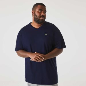 Lacoste Big Fit V-Neck Jersey σκουρο μπλε μπλε | ZX7216390