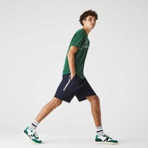 Lacoste Branded Bands βαμβακερα Fleece Blend Shorts σκουρο μπλε μπλε | BF3082941
