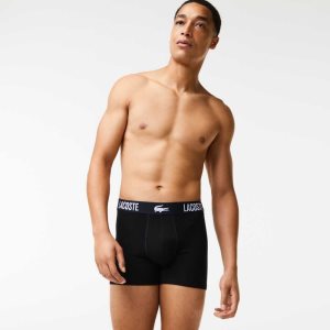Lacoste Branded Contrast Crocodile Boxer Brief 3-Pack μαυρα κοκκινα ασπρα | XO5436270