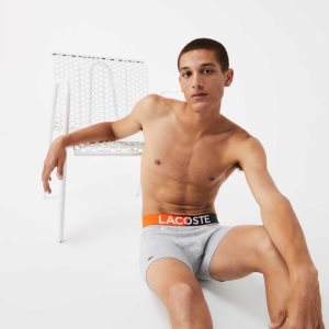 Lacoste Branded waist Boxer Brief Three-Pack σκούρο γκρι Χακί πρασινο γκρι | SW2649580