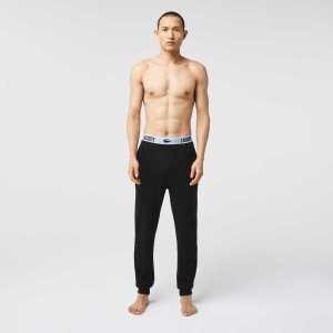 Lacoste Branded waist Crocodile Print Pajama Pants μαυρα | TK8627043