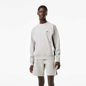 Lacoste Brushed Fleece Colorblock γκρι μαυρα ασπρα | PD8964173