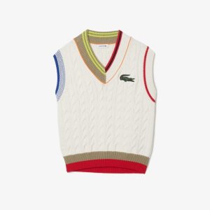 Lacoste Cable Knit Vest ασπρα | KQ6130854