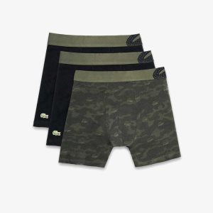 Lacoste Camouflage Print Boxer Brief 3-Pack Χακί πρασινο μαυρα | QA7083659