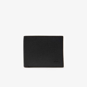 Lacoste Chantaco Pique δερματινα Three Card Wallet μαυρα | PY9370821