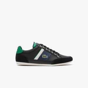 Lacoste Chaymon δερματινα μαυρα πρασινο | IO2603978