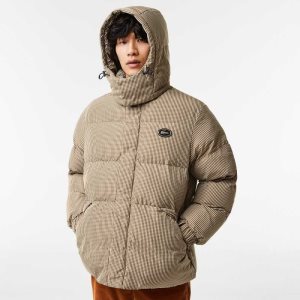 Lacoste Check Print θαλασσης-Repellent Twill Με Επένδυση Μπεζ σκουρο μπλε μπλε ασπρα Χακί πρασινο | NY2730459