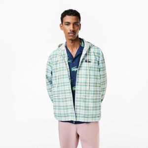 Lacoste Checked Κουκουλοφόρος tracking ασπρα | YF4832671