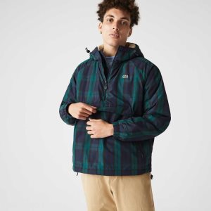 Lacoste Checkered Καπιτονέ Pullover Windbreaker πρασινο σκουρο μπλε μπλε μαυρα | GQ7309412