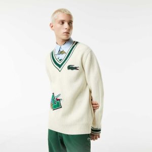 Lacoste Comic Badge ασπρα πρασινο | ZS8493126