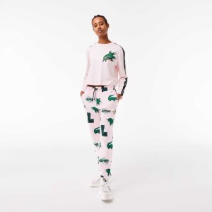 Lacoste Comic Print Trackpants ανοιχτο ροζ | IQ6951387
