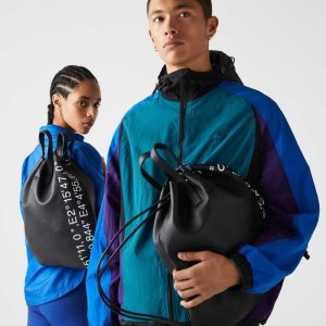Lacoste Contrast Geographical Coordinate φλατ Backpack μαυρα ασπρα | XA1297365