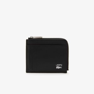 Lacoste Contrast Inscription Zip Card Holder μαυρα | GU9587034