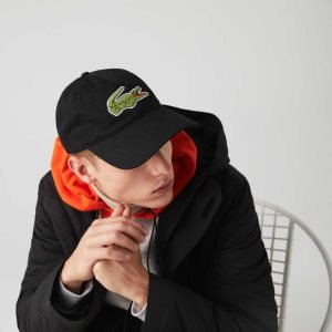 Lacoste Contrast λουρακια And Oversized Crocodile βαμβακερα μαυρα | CK4082753