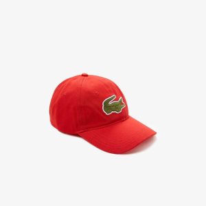 Lacoste Contrast λουρακια And Oversized Crocodile βαμβακερα κοκκινα | UB9678354