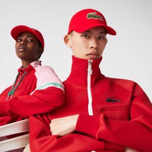 Lacoste Contrast λουρακια And Oversized Crocodile βαμβακερα κοκκινα | ZR1278465