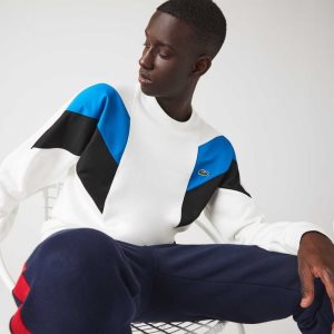 Lacoste Crew Neck Colorblock Design βαμβακερα Fleece ασπρα μπλε μαυρα | HA3089572