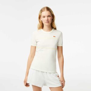 Lacoste Crew Neck French Made Organic βαμβακερα Pique T-Shirt ασπρα | ZT4908126