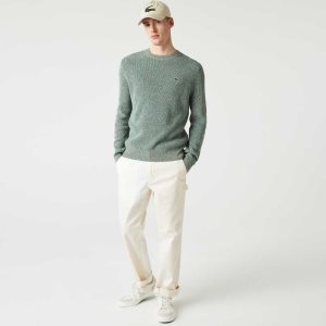 Lacoste Crew Neck Heathered Knit ασπρα πρασινο Μπεζ | YX3901862