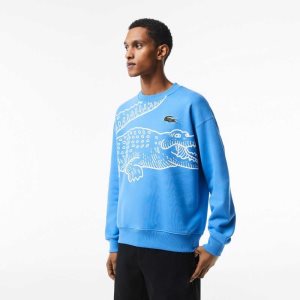 Lacoste Crew Neck Loose Fit Croc Print μπλε | WZ5791306