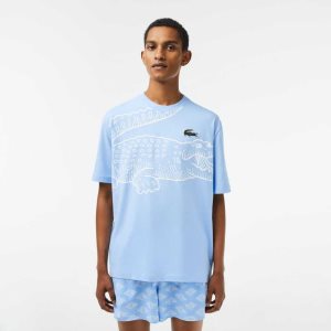 Lacoste Crew Neck Loose Fit Crocodile Print μπλε | WA1496805