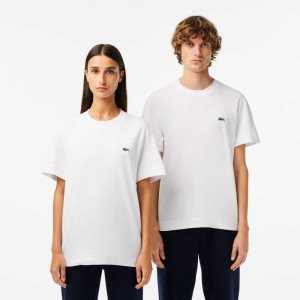 Lacoste Crew Neck Organic βαμβακερα ασπρα | XU6371820
