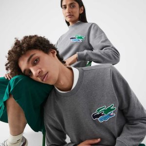 Lacoste Crew Neck Organic βαμβακερα γκρι | ZT9782435
