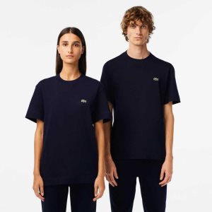 Lacoste Crew Neck Organic βαμβακερα σκουρο μπλε μπλε | JS1278096