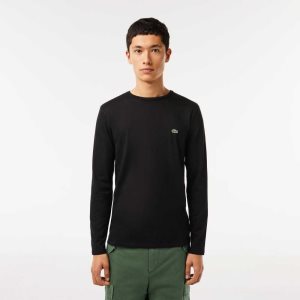 Lacoste Crew Neck Pima βαμβακερα Jersey μαυρα | AZ9367420
