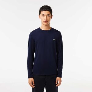 Lacoste Crew Neck Pima βαμβακερα Jersey σκουρο μπλε μπλε | BU1372605