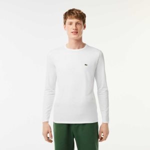 Lacoste Crew Neck Pima βαμβακερα Jersey ασπρα | DT2308675