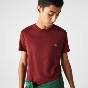 Lacoste Crew Neck Pima βαμβακερα Jersey μπορντο | LO0571638