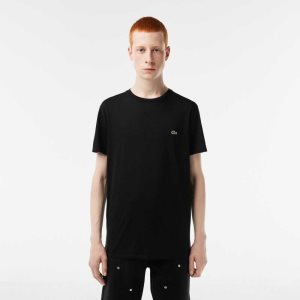 Lacoste Crew Neck Pima βαμβακερα Jersey μαυρα | OG4128965