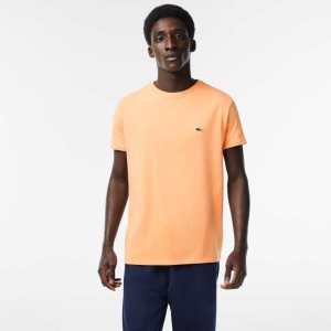 Lacoste Crew Neck Pima βαμβακερα Jersey ανοιχτο πορτοκαλι | OS6751039