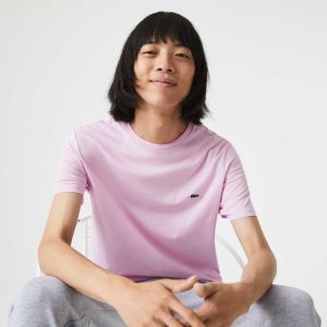 Lacoste Crew Neck Pima βαμβακερα Jersey ροζ | VZ5839041