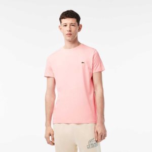 Lacoste Crew Neck Pima βαμβακερα Jersey ροζ | WL7815946