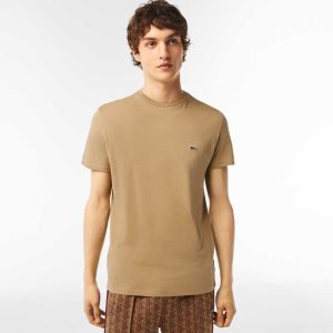 Lacoste Crew Neck Pima βαμβακερα Jersey Μπεζ | XV0734265