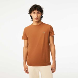 Lacoste Crew Neck Pima βαμβακερα Jersey ανοιχτο καφε | ZD4281653