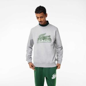 Lacoste Crew Neck Unbrushed Fleece Sweatshirt γκρι | EH4869703