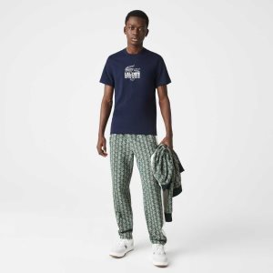 Lacoste Crocodile Branding Crew Neck βαμβακερα σκουρο μπλε μπλε | CM5932108