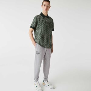 Lacoste Crocodile Branding βαμβακερα Fleece Jogging γκρι | NU5230681