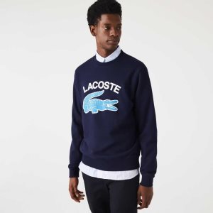 Lacoste Crocodile Print Crew Neck σκουρο μπλε μπλε | CM5603724
